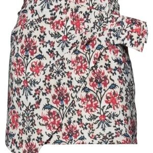 Floral Wrap Skirt with Red and Black Pattern